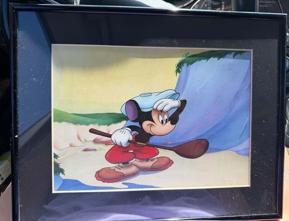 Disney Studio Lithograph Lost Ball Mickey Mouse Framed Print Canine Caddy